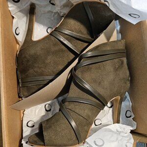 Samara stilleto high heel booties in olive green